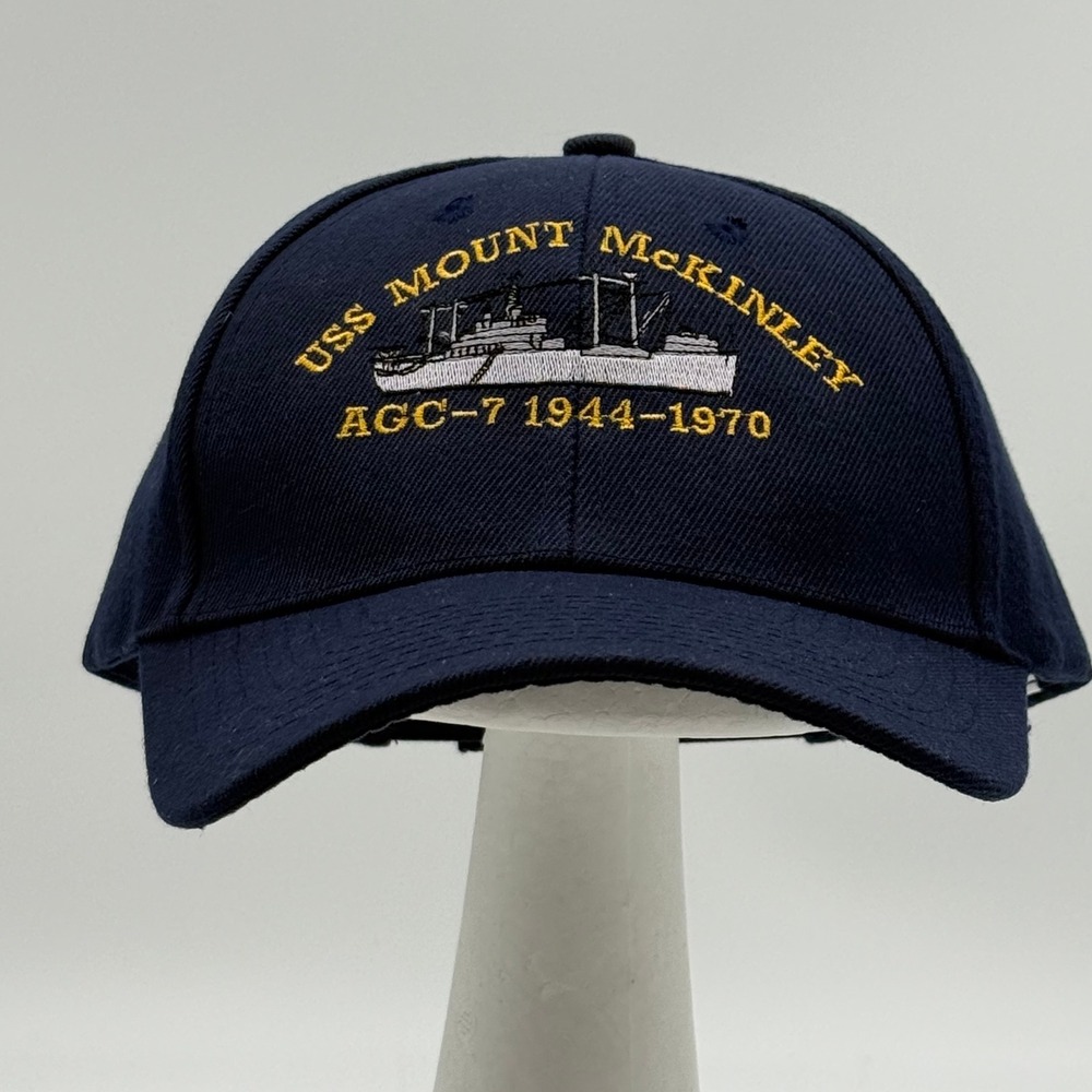 USS Mount McKinley AGC-7 1944-1970 Navy Blue Embroidered Nissin Cap Hat Mens